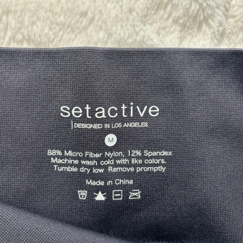 SET Active SculptFlex Leggings Size Medium Blue-Gray High Waist Side Ribbing - Picture 10 of 10